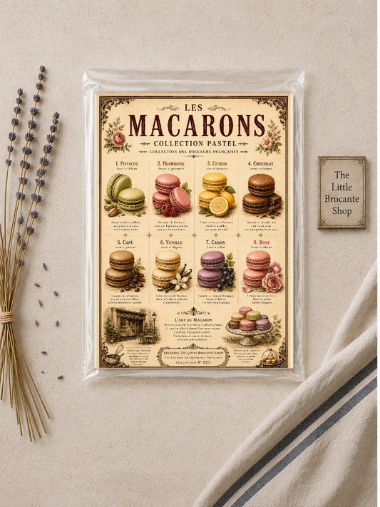 Les Macarons Collection Pastel | Vintage French Macaron Kitchen Wall Art Print | French Patisserie Poster, French country wall artwork. – image 2