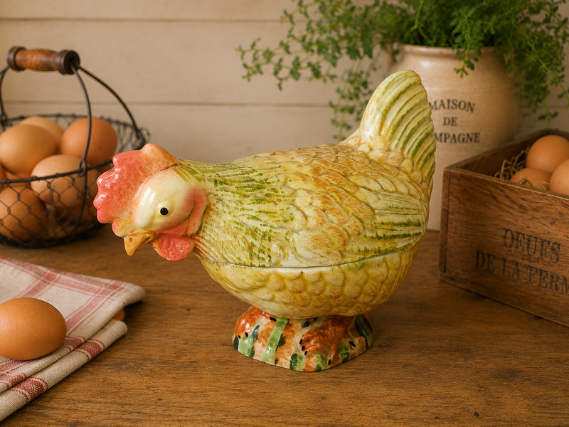 Vintage Ceramic Hen Egg Holder – Hand‑painted, Lidded Dish photograph 2