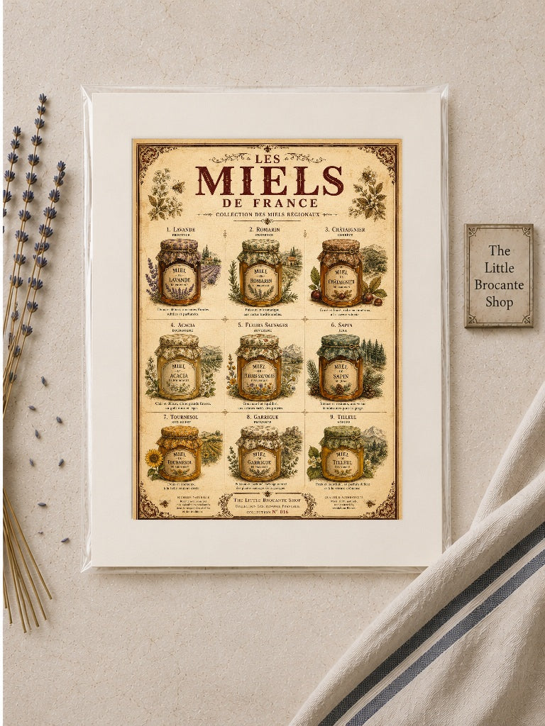 Les Miels de France | Vintage French Regional Honey Collection | French Country Kitchen Wall Art, French country wall artwork. – image 2