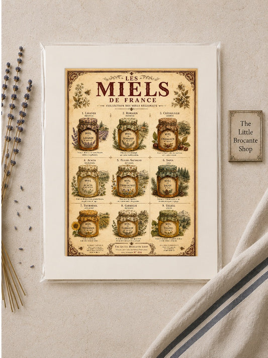 Les Miels de France | Vintage French Regional Honey Collection | French Country Kitchen Wall Art, French country wall artwork. – image 2