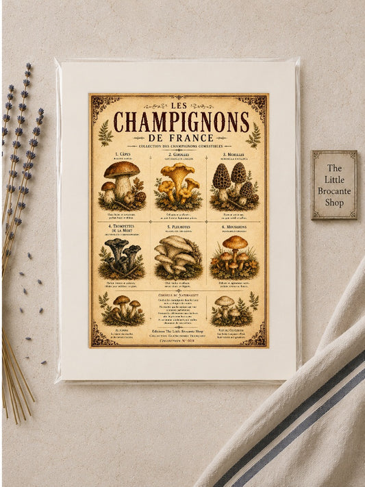Les Champignons de France | Vintage French Mushroom Collection | Rustic Kitchen Wall Art, French country wall artwork. – image 2