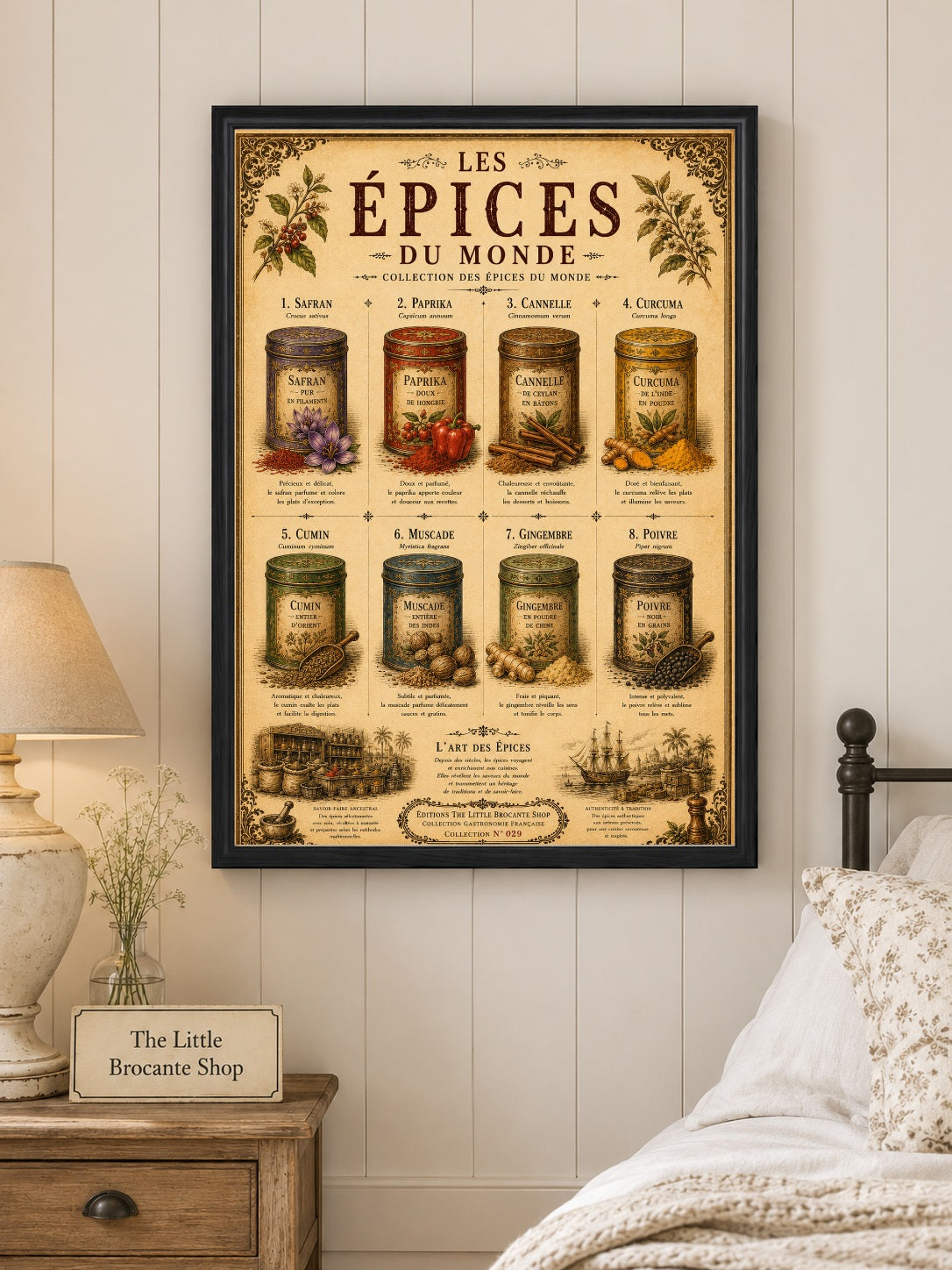 Les Épices du Monde Vintage French Spice Print | Kitchen Wall Art | Culinary Poster, French country wall artwork.