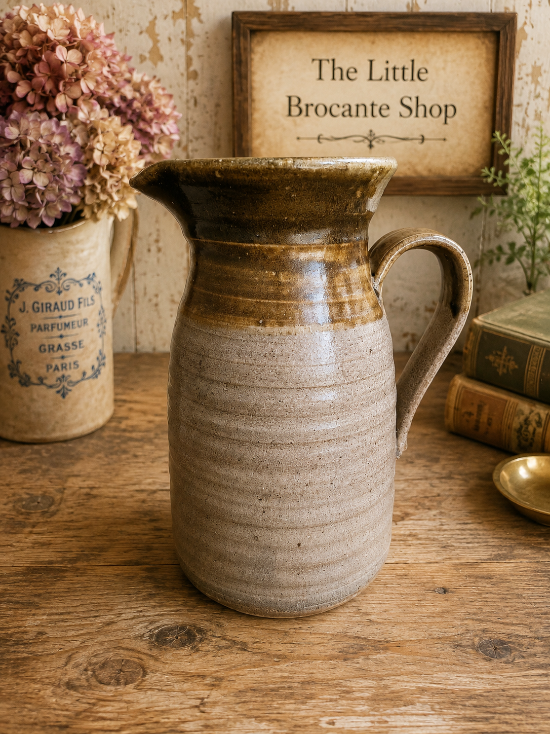 Vintage Occold Pottery Glazed Stoneware Jug | Large Two-Tone Studio Pottery Pitcher photograph 2