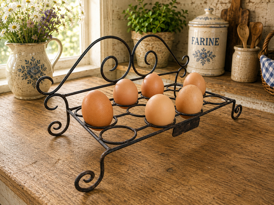 Rustic Wrought Iron 12 Egg Holder photograph 2