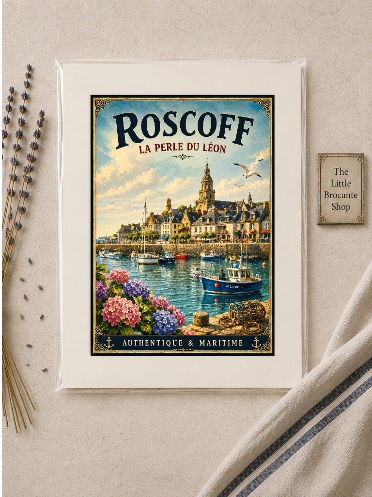 Roscoff – La Perle du Léon | Vintage Brittany Travel Print, Coastal
French Country
Breton
Nautical
Historic European
Vintage Travel
Cottage Style
Rustic Chic
Contemporary Classic
Scandinavian
Heritage Interiors
Timeless European wall artwork.