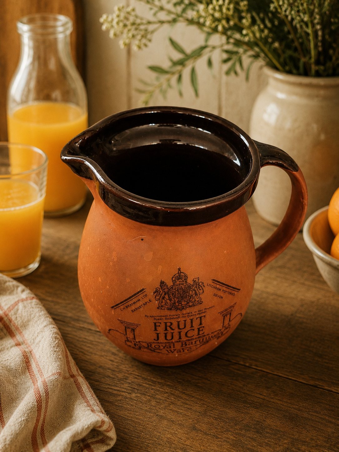 Vintage Royal Barum Ware Fruit Juice Jug – C.H. Brannam Devon Pottery photograph 2
