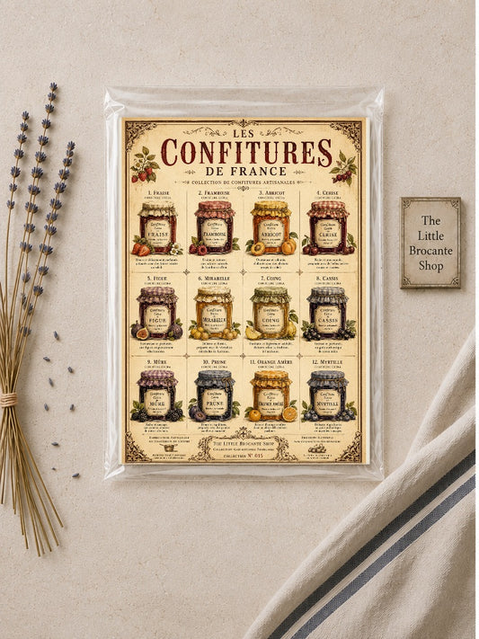 Les Confitures de France | Vintage French Artisan Jam Collection | French Country Kitchen Wall Art, French country wall artwork. – image 2