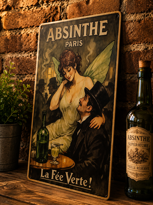 Absinthe La Fée Verte Wooden Sign | Vintage-Style French Bar & Kitchen Wall Decor photograph 2