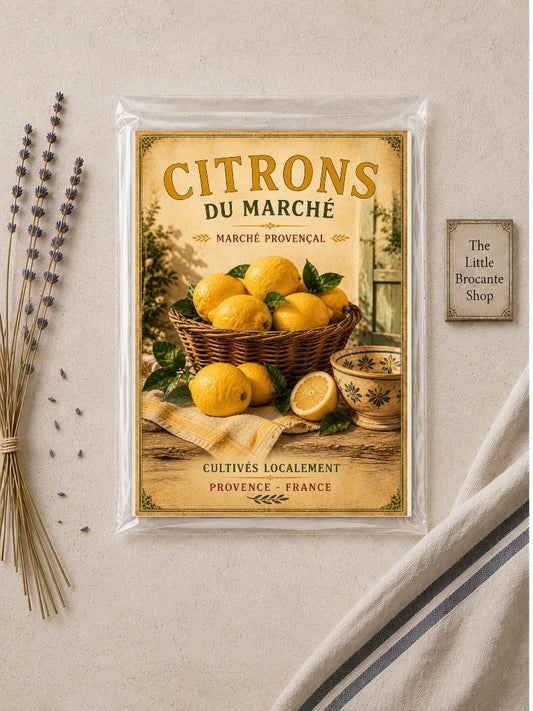 Citrons du Marché – Vintage French Lemon Market, French Country
Provence
Rustic Farmhouse
Brocante
Cottagecore
Mediterranean
Country Kitchen
Rustic Chic
Vintage European
Traditional
French Provincial
Shabby Chic
Old World
Continental wall artwork.