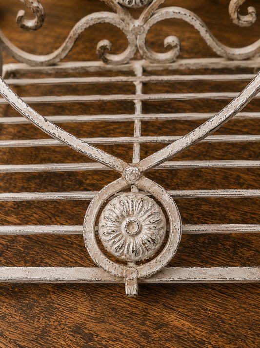 Vintage Ornate White Metal Serviette Holder | French Country Napkin Rack photograph 2