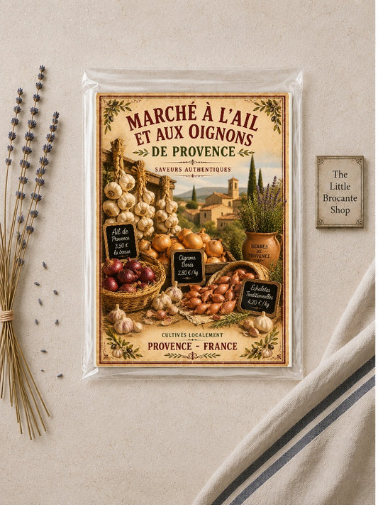 Marché à l'Ail et aux Oignons de Provence – Vintage French Garlic & Onion Market, French Country
Provence
Rustic Farmhouse
Brocante
Cottagecore
Mediterranean
Country Kitchen
Rustic Chic
Vintage European
Traditional
French Provincial
Old World
Continental
Farmhouse wall artwork.