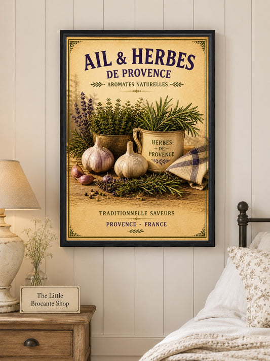 Ail & Herbes de Provence – Vintage French Herb Garden, French Country
Provence
Rustic Farmhouse
Brocante
Cottagecore
Mediterranean
Country Kitchen
Rustic Chic
Vintage European
Traditional
French Provincial
Shabby Chic
Old World
Continental wall artwork.