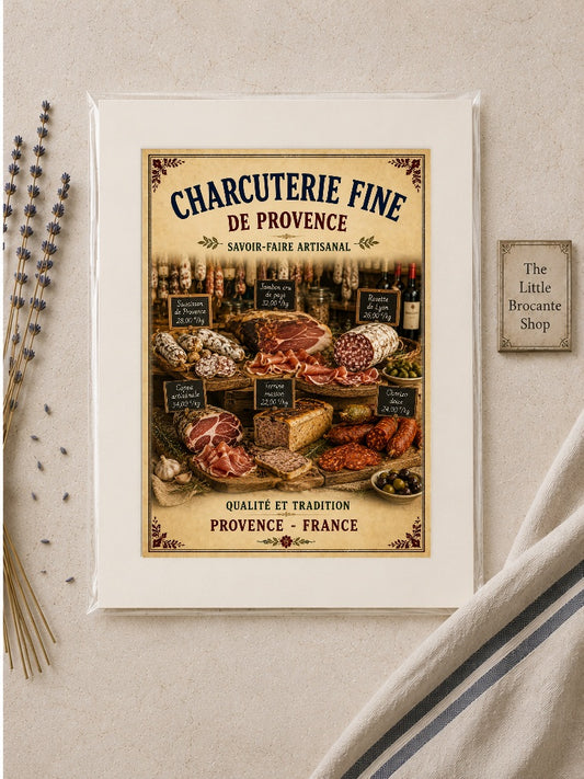 Charcuterie Fine de Provence – Vintage French Artisan Charcuterie Market, French Country
Provence
Rustic Farmhouse
Brocante
Cottagecore
Mediterranean
Country Kitchen
Rustic Chic
Vintage European
Traditional
French Provincial
Old World
Continental
Bistro Style wall artwork.