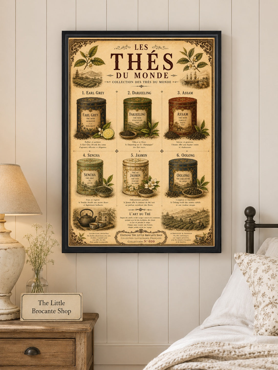 Les Thés du Monde Vintage French Tea Print | Tea Lover Kitchen Wall Art | Botanical Poster, French country wall artwork.
