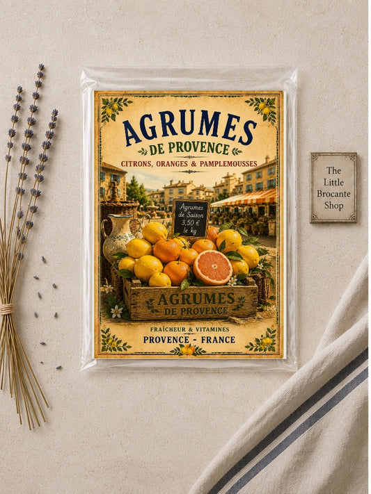 Agrumes de Provence – Vintage French Citrus Market, French Country
Provence
Rustic Farmhouse
Brocante
Cottagecore
Vintage European
Mediterranean
Country Kitchen
Rustic Chic
Traditional
Classic French
Shabby Chic
Old World
Continental wall artwork.