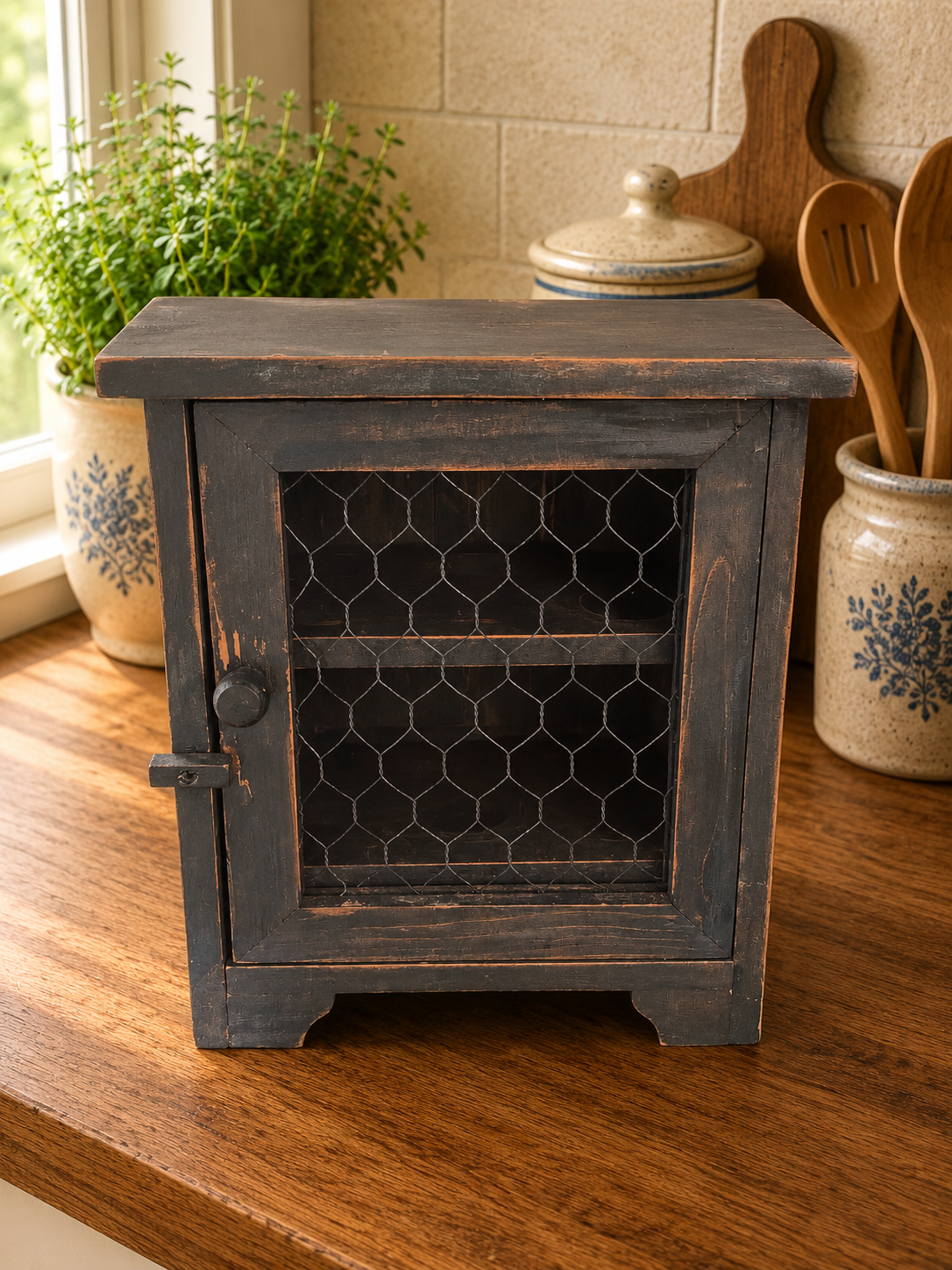 Vintage Style Wooden Egg Cupboard – Rustic 12 Egg Farmhouse Kitchen Cabinet photograph 2