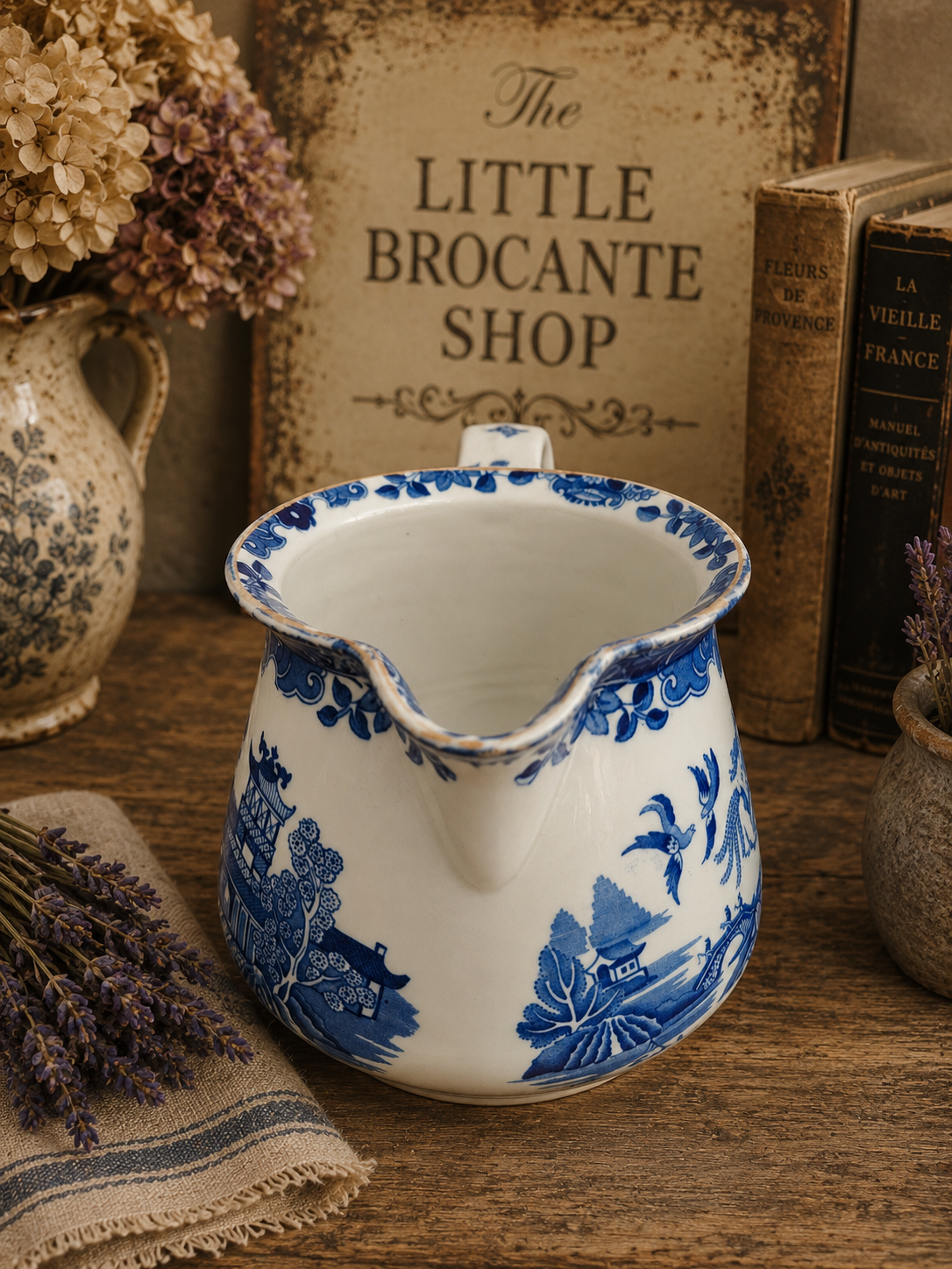 Vintage Burleigh Blue Willow Milk Jug | English Transferware Cream Pitcher | Staffordshire Pottery photograph 2