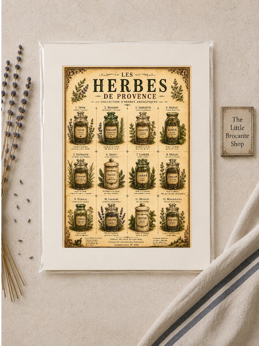 Les Herbes de Provence | Vintage French Herb Collection | Botanical Kitchen Wall Art, French country wall artwork. – image 2