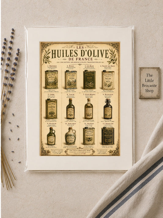 Les Huiles d'Olive de France | Vintage French Olive Oil Collection | French Country Kitchen Wall Art, French country wall artwork. – image 2