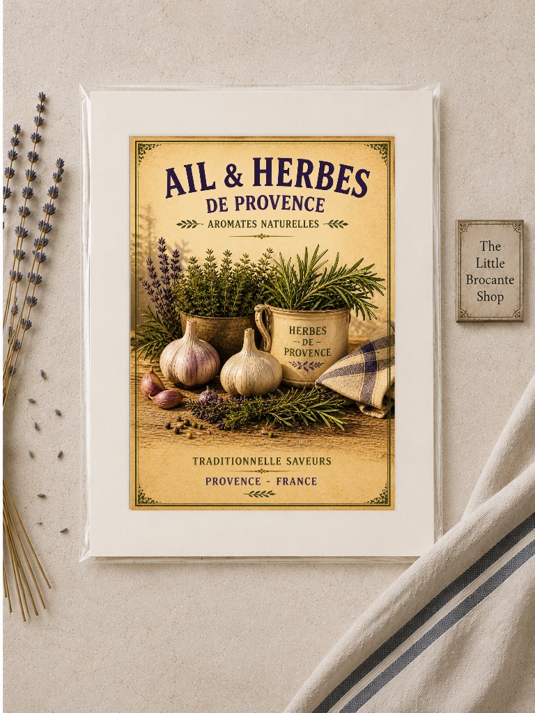 Ail & Herbes de Provence – Vintage French Herb Garden, French Country
Provence
Rustic Farmhouse
Brocante
Cottagecore
Mediterranean
Country Kitchen
Rustic Chic
Vintage European
Traditional
French Provincial
Shabby Chic
Old World
Continental wall artwork.