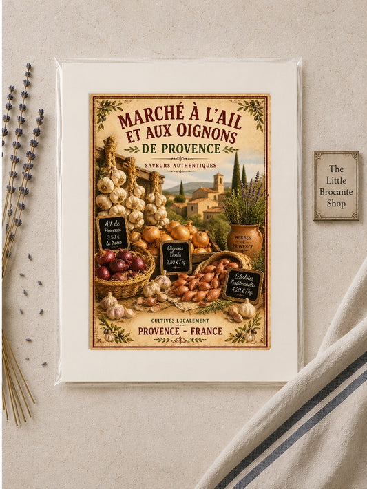 Marché à l'Ail et aux Oignons de Provence – Vintage French Garlic & Onion Market, French Country
Provence
Rustic Farmhouse
Brocante
Cottagecore
Mediterranean
Country Kitchen
Rustic Chic
Vintage European
Traditional
French Provincial
Old World
Continental
Farmhouse wall artwork.