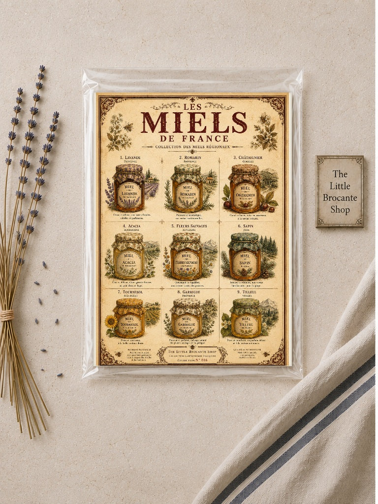 Les Miels de France | Vintage French Regional Honey Collection | French Country Kitchen Wall Art, French country wall artwork. – image 2