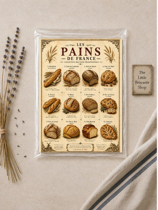 Les Pains de France | Vintage French Bread Collection | Rustic Bakery Kitchen Wall Art, French country wall artwork. – image 2