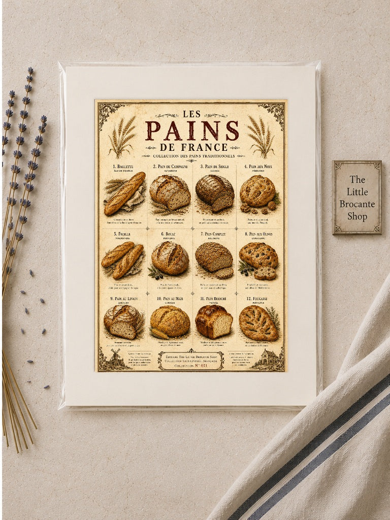 Les Pains de France | Vintage French Bread Collection | Rustic Bakery Kitchen Wall Art, French country wall artwork. – image 2