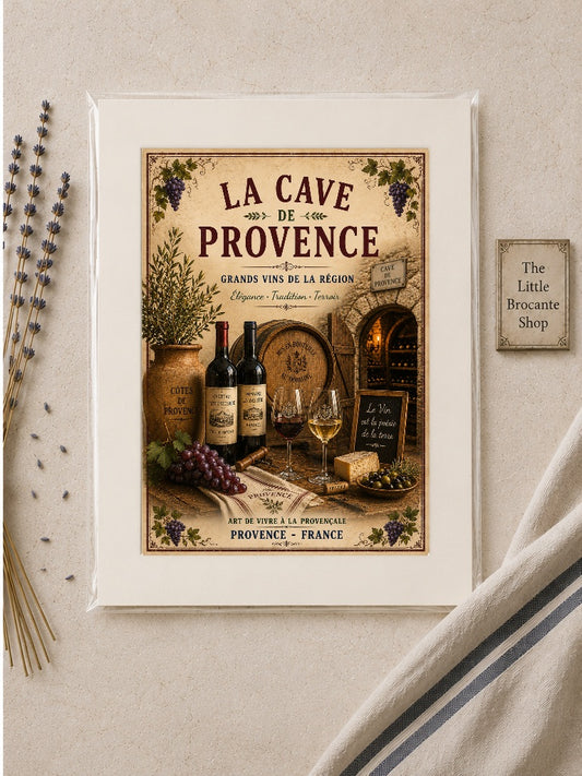 La Cave de Provence – Vintage French Wine Cellar Print, French Country
Provence
French Provincial
Rustic Farmhouse
Vineyard Style
Mediterranean
Brocante
Vintage European
Country Cottage
Rustic Chic
Traditional
Timeless Classic wall artwork.