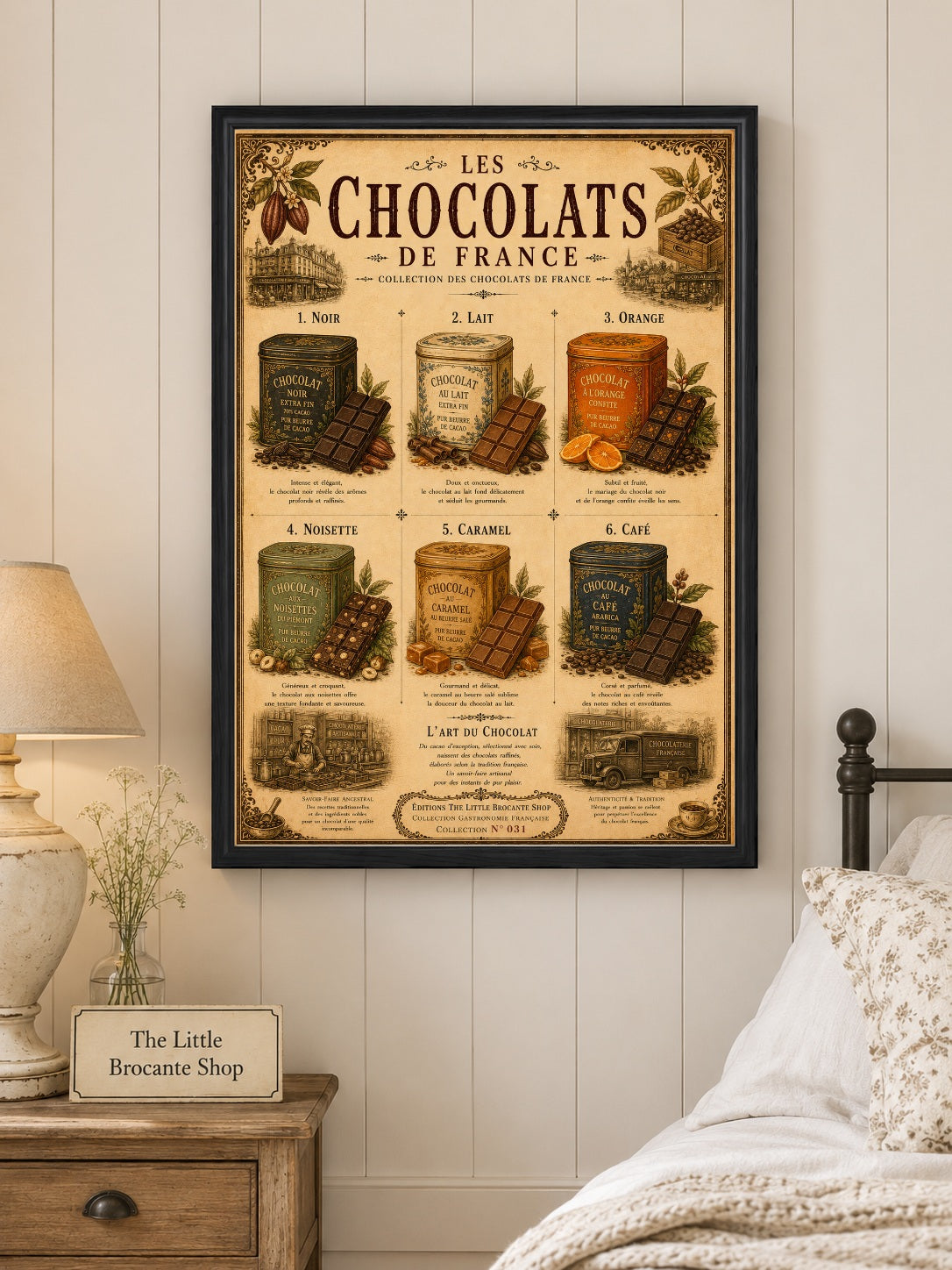 Les Chocolats de France Vintage French Chocolate Print | Kitchen & Café Wall Art, French country wall artwork.