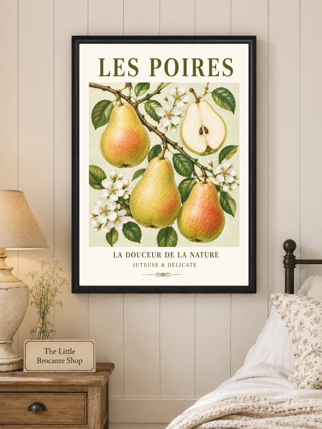 Les Poires – Illustrated French Pear Print | French Kitchen Wall Art, Illustrated French, Botanical, French Country, Country Kitchen, Orchard Inspired, Fruit Illustration, Cottage Style, Rustic Country wall artwork.