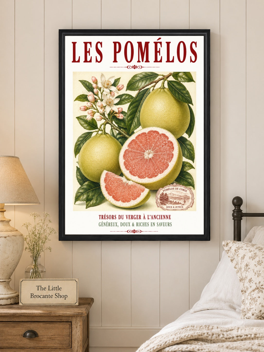 Illustrated French Pomelo Print | French Kitchen Wall Art, Illustrated French, Botanical, French Mediterranean, French Country, Citrus Art, Traditional Botanical Illustration, French Kitchen, Country Kitchen, Mediterranean Style, Pomological Illustration wall artwork.