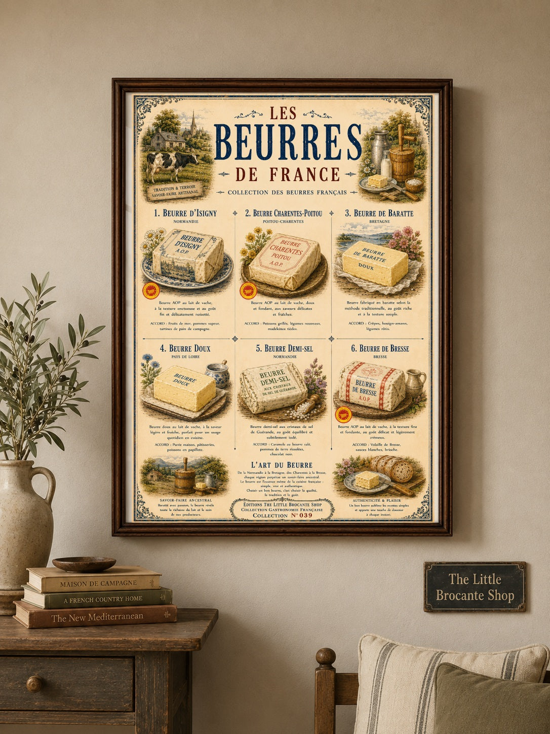 Les Beurres de France – Vintage French Butter Print | French Kitchen Wall Art, French Country, French Farmhouse, Cottagecore, Rustic Kitchen, Traditional Country, Vintage, Brocante, Provincial French, European Farmhouse, Shabby Chic, Country Cottage wall artwork.