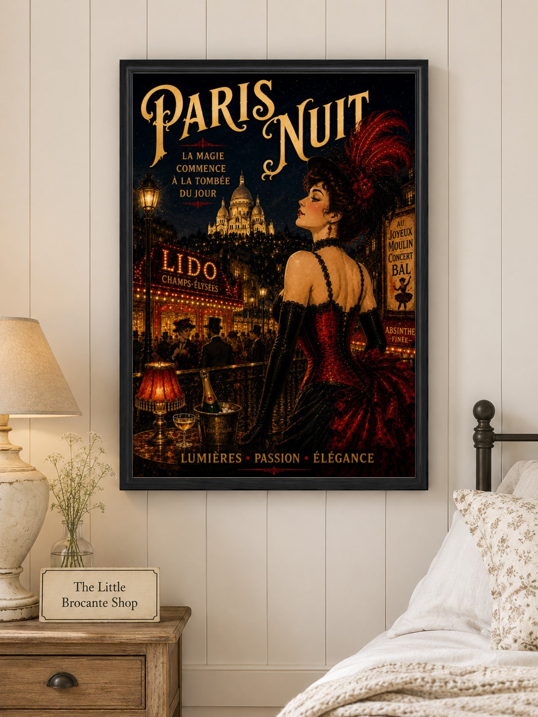 Paris Nuit – Vintage French Belle Époque Paris Nightlife Wall Art Print, Belle Époque, Vintage French Poster, Art Nouveau Inspired, Parisian, Montmartre, French Cabaret, Victorian Glamour, Maximalist, Dark Academia, Vintage Travel wall artwork.