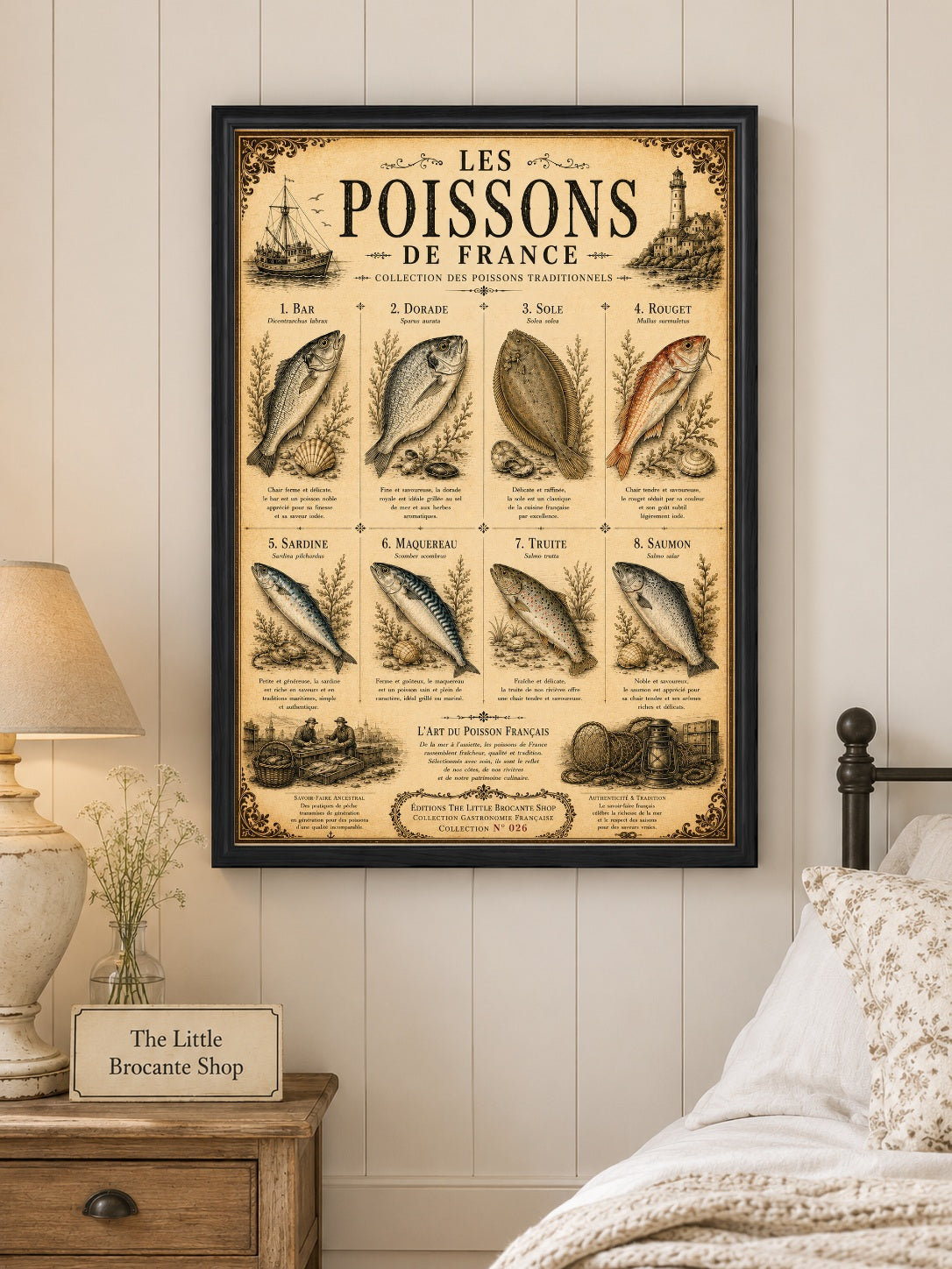 Les Poissons de France | Vintage French Fish Collection | Coastal Kitchen & Seafood Wall Art Print, French country wall artwork. – image 3