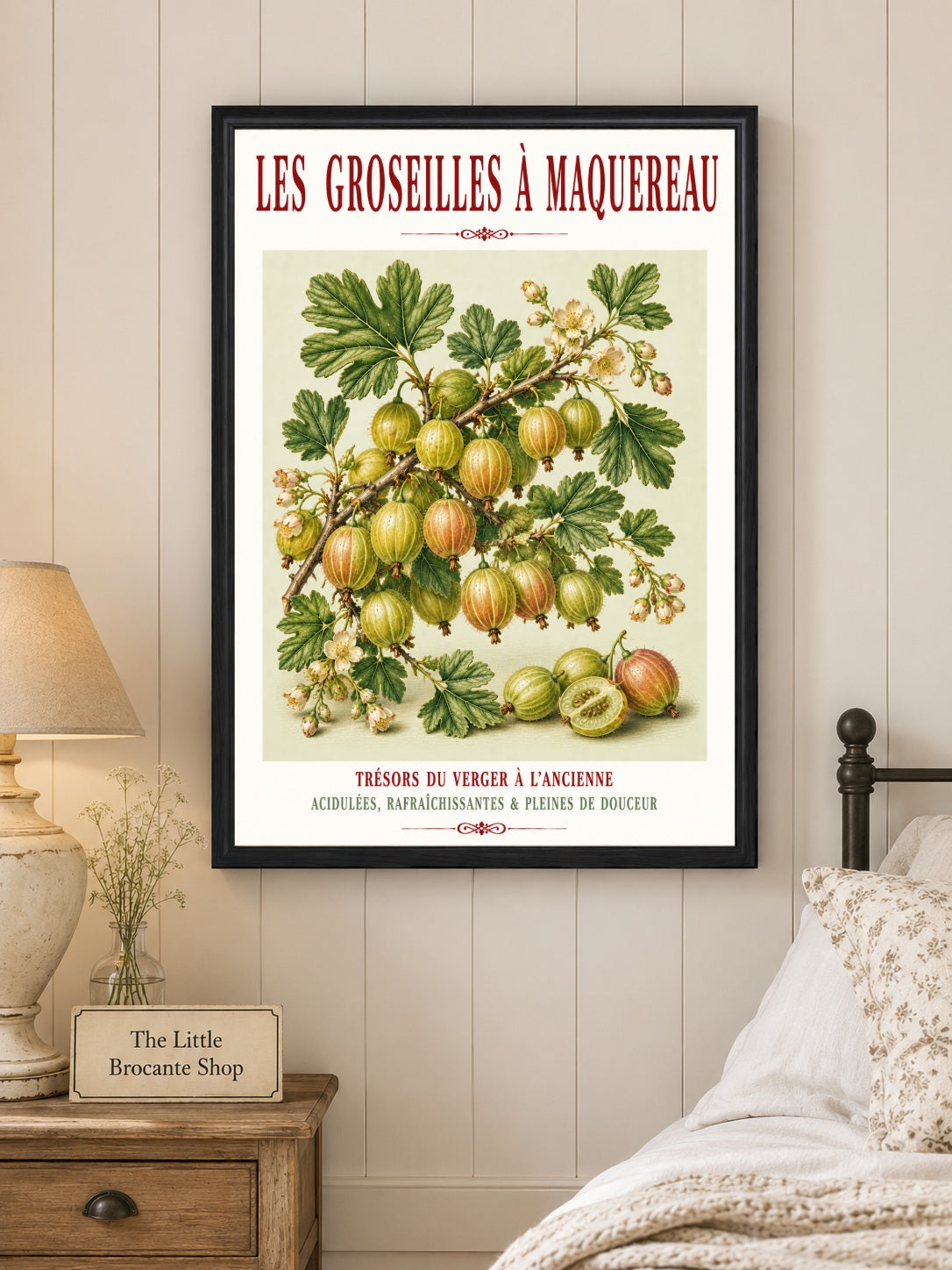 Illustrated French Gooseberry Print | French Kitchen Wall Art, Illustrated French, Botanical, French Country, Kitchen Garden, Fruit Illustration, French Kitchen, Country Kitchen, Cottage Garden, Botanical Wall Art wall artwork.