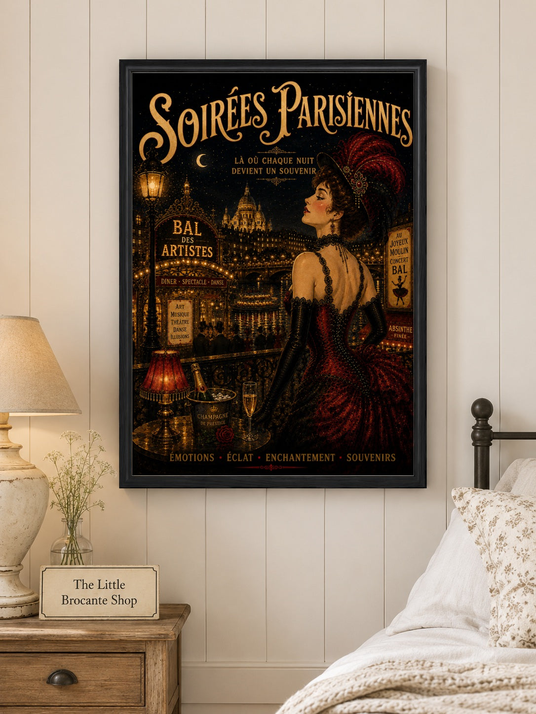 Paris Nuit – Vintage French Belle Époque Paris Nightlife Wall Art Print, Belle Époque, Vintage French Poster, Art Nouveau Inspired, Parisian, Montmartre, French Cabaret, Victorian Glamour, Maximalist, Dark Academia, Vintage Travel wall artwork.