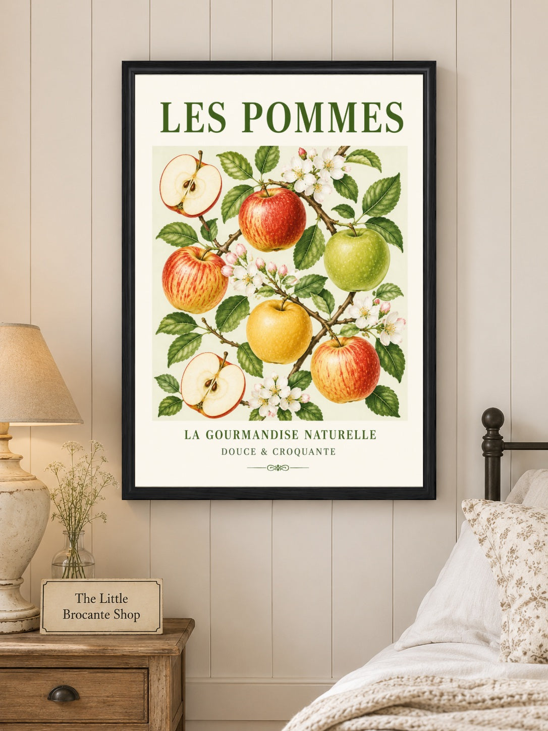 French Apples Illustrated Print - Les Pommes | French Kitchen Wall Art  Framed Art Print