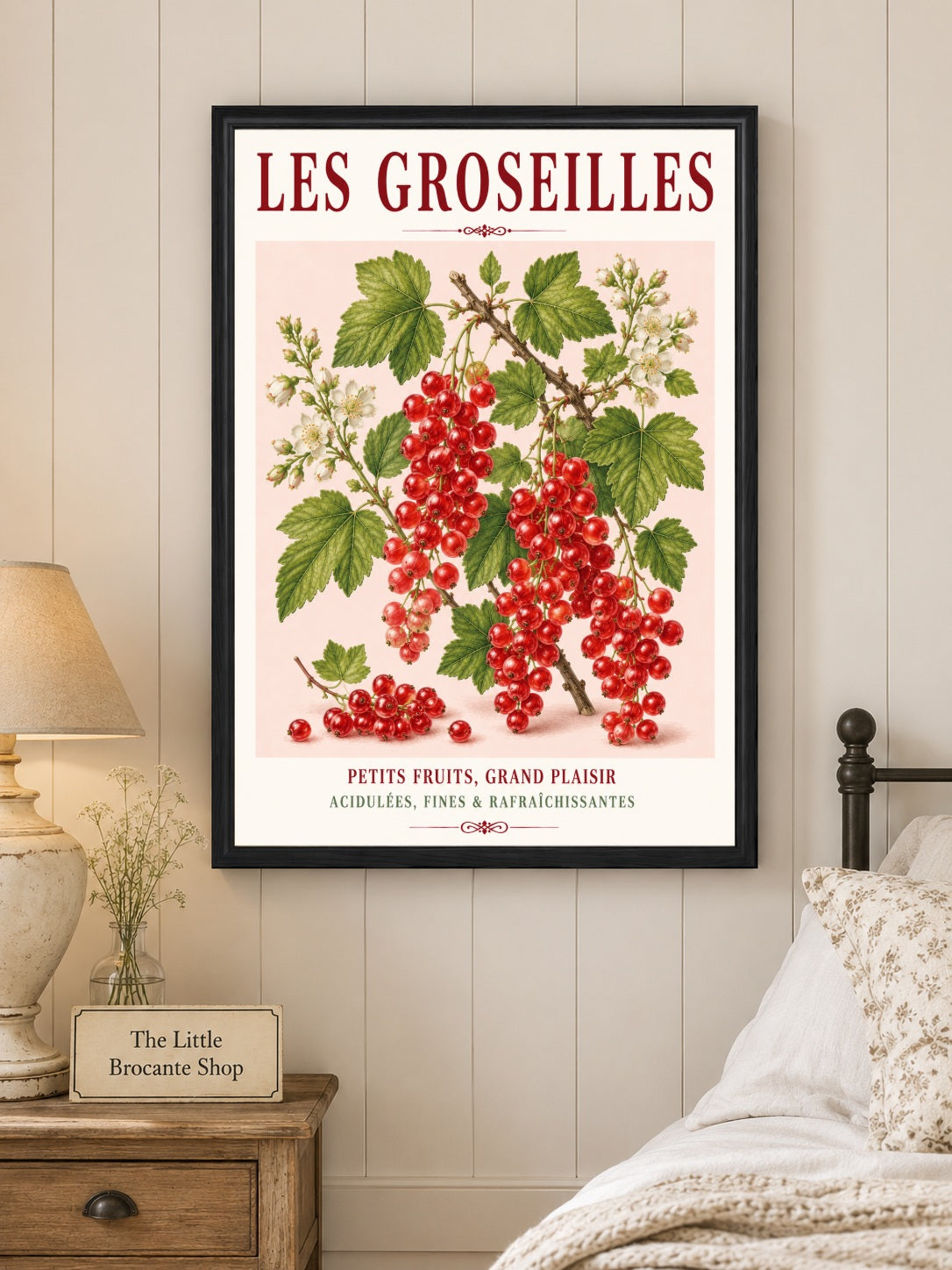 Illustrated French Redcurrant Print | French Kitchen Wall Art, Illustrated French, Botanical, French Country, Berry Illustration, Fruit Illustration, Country Kitchen, French Countryside, Cottage Style, Botanical Wall Art wall artwork.