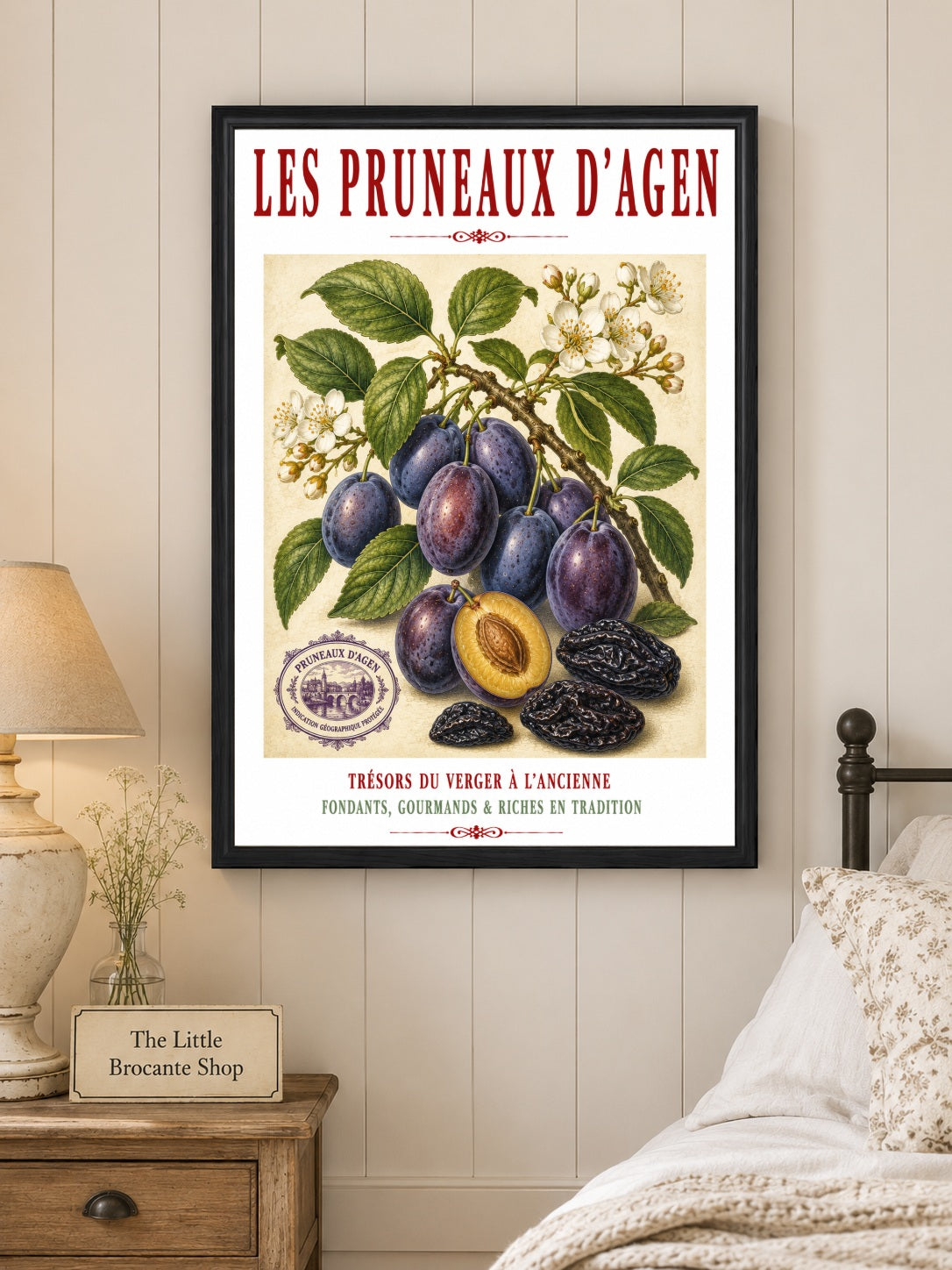Les Pruneaux d’Agen – Illustrated French Agen Prune Print | French Kitchen Wall Art, Illustrated French, Botanical, French Country, Traditional French, Orchard Style, Pomological Illustration, French Kitchen, Country Kitchen, Regional French Food Art wall artwork.