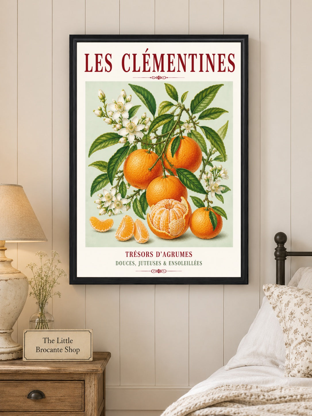 Illustrated French Clementine Print | French Kitchen Wall Art, Illustrated French, Botanical, Mediterranean, French Country, Citrus Illustration, Fruit Illustration, Country Kitchen, French Countryside, Botanical Wall Art wall artwork.