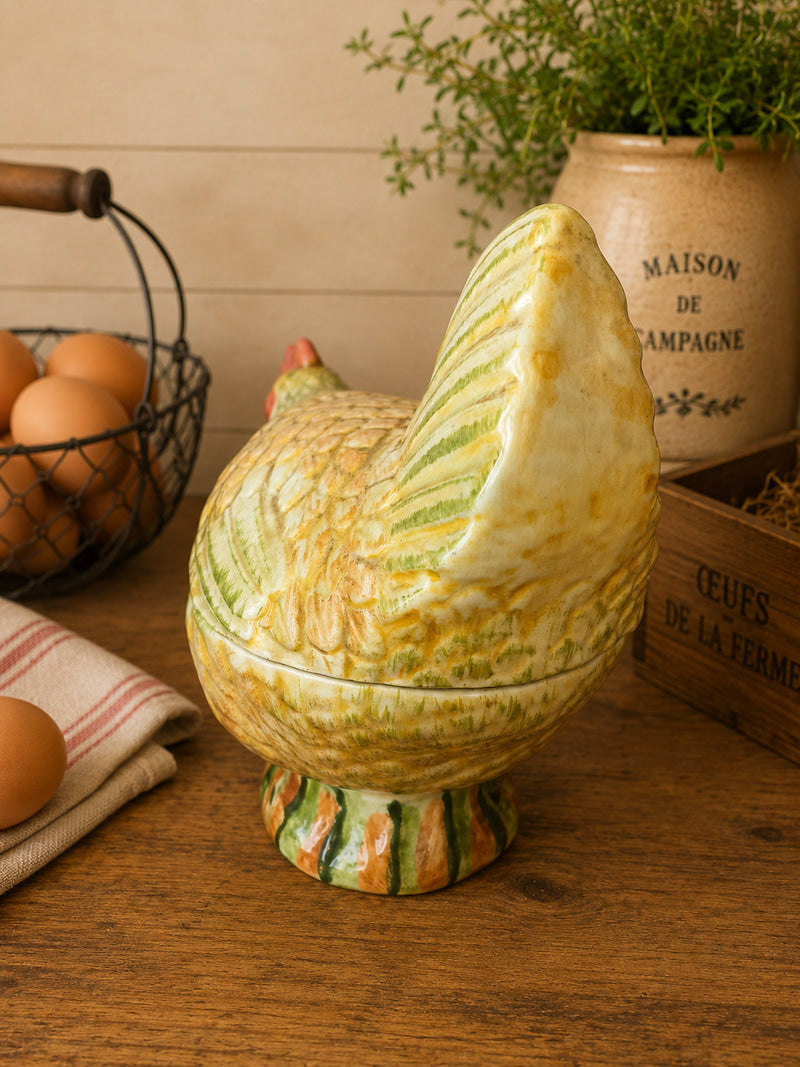 Vintage Ceramic Hen Egg Holder – Hand‑painted, Lidded Dish photograph 3