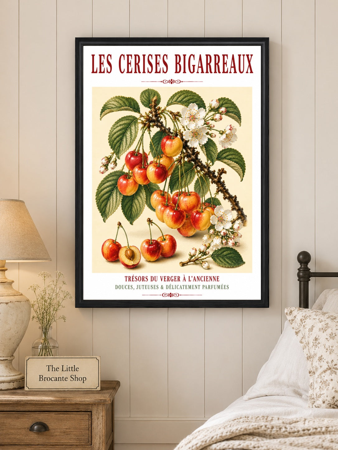 Les Cerises Bigarreaux – Illustrated French Cherry Print | French Kitchen Wall Art, Illustrated French, Botanical, French Country, Orchard Art, Fruit Illustration, French Kitchen, Country Kitchen, French Provincial, Botanical Wall Art wall artwork.