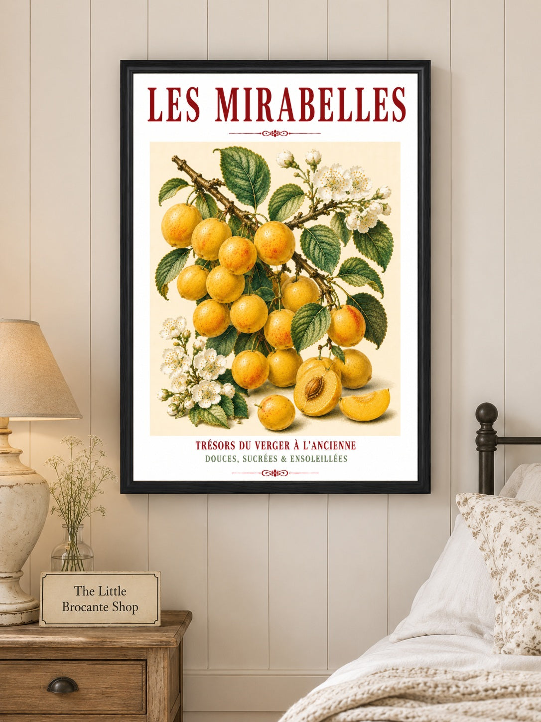 Illustrated French Mirabelle Plum Print | French Kitchen Wall Art, Illustrated French, Botanical, French Country, Fruit Illustration, Orchard Art, French Kitchen, Country Kitchen, French Provincial, Botanical Wall Art wall artwork.