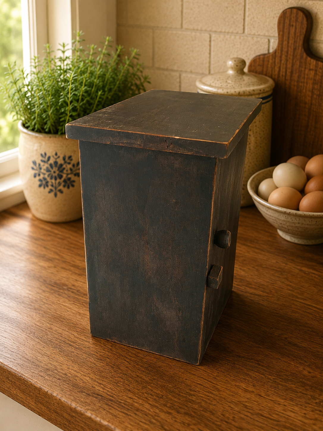 Vintage Style Wooden Egg Cupboard – Rustic 12 Egg Farmhouse Kitchen Cabinet photograph 3