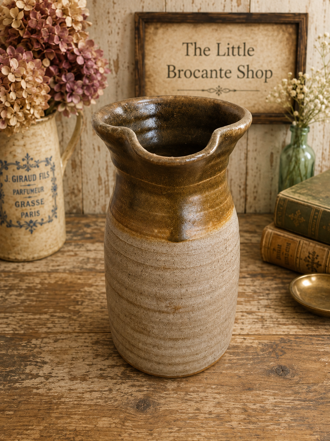 Vintage Occold Pottery Glazed Stoneware Jug | Large Two-Tone Studio Pottery Pitcher photograph 3