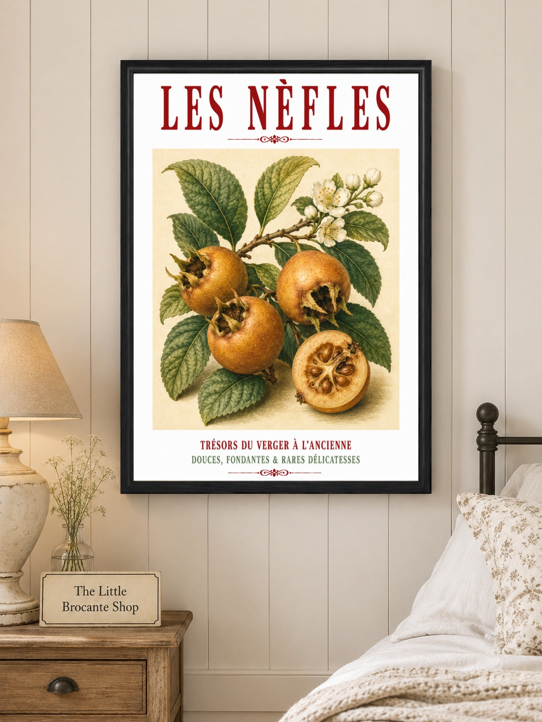 Illustrated French Medlar Print | French Kitchen Wall Art, Illustrated French, Botanical, French Country, Heritage Fruit, Orchard Inspired, French Kitchen, Country Kitchen, Cottage Style, Traditional Botanical, Rustic Wall Art wall artwork.