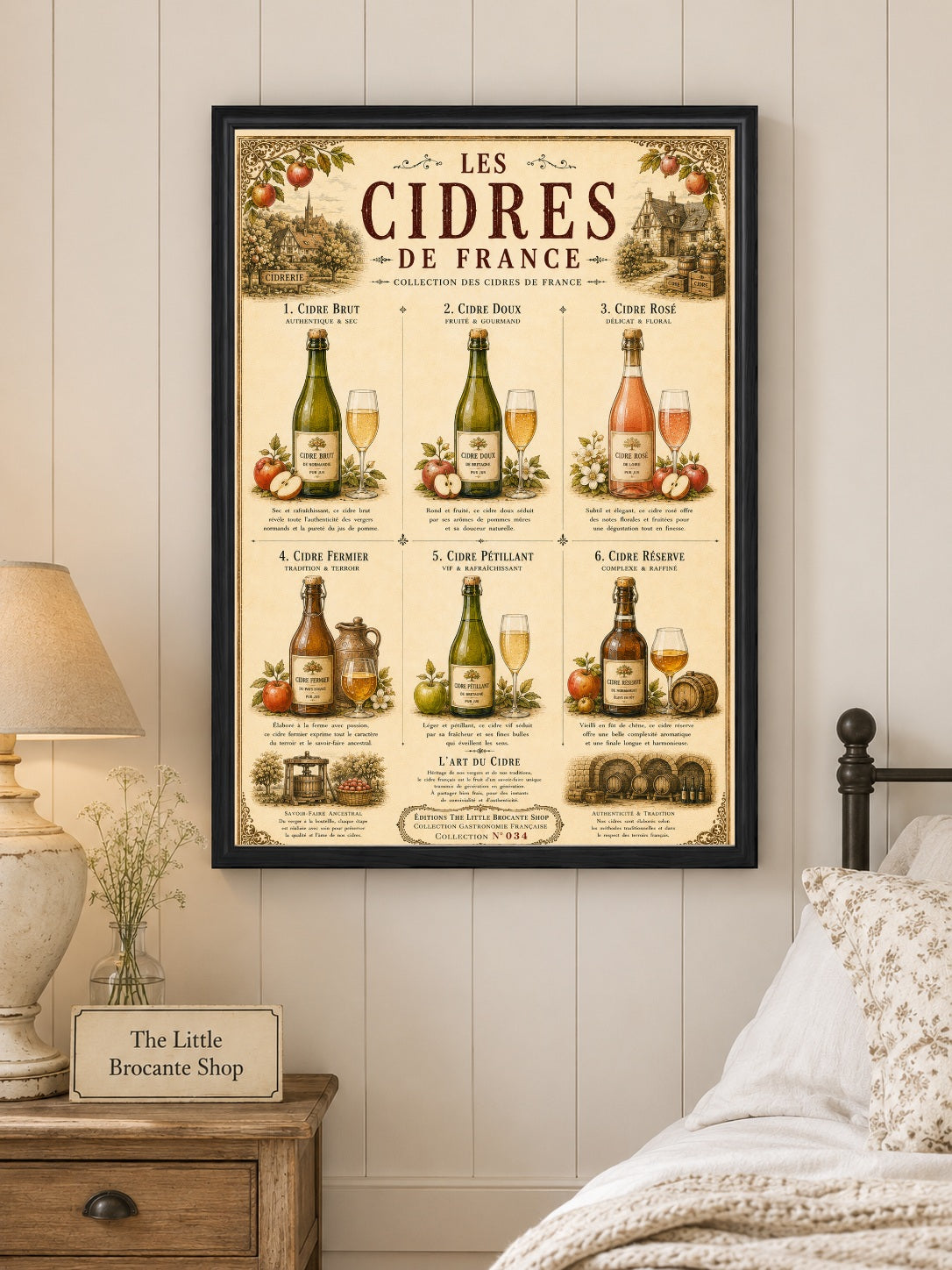 Les Cidres de France Vintage French Cider Print | Kitchen & Bar Wall Art, French country wall artwork.