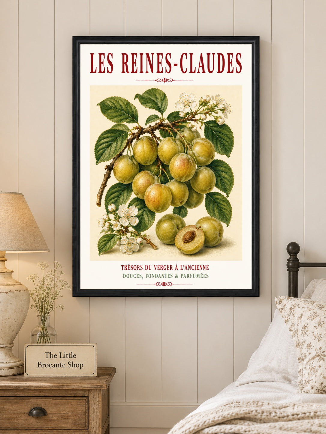 Les Reines-Claudes – Illustrated French Greengage Print | French Kitchen Wall Art, Illustrated French, Botanical, French Country, Orchard Inspired, Fruit Illustration, French Kitchen, Country Kitchen, Cottage Style, Botanical Wall Art wall artwork.