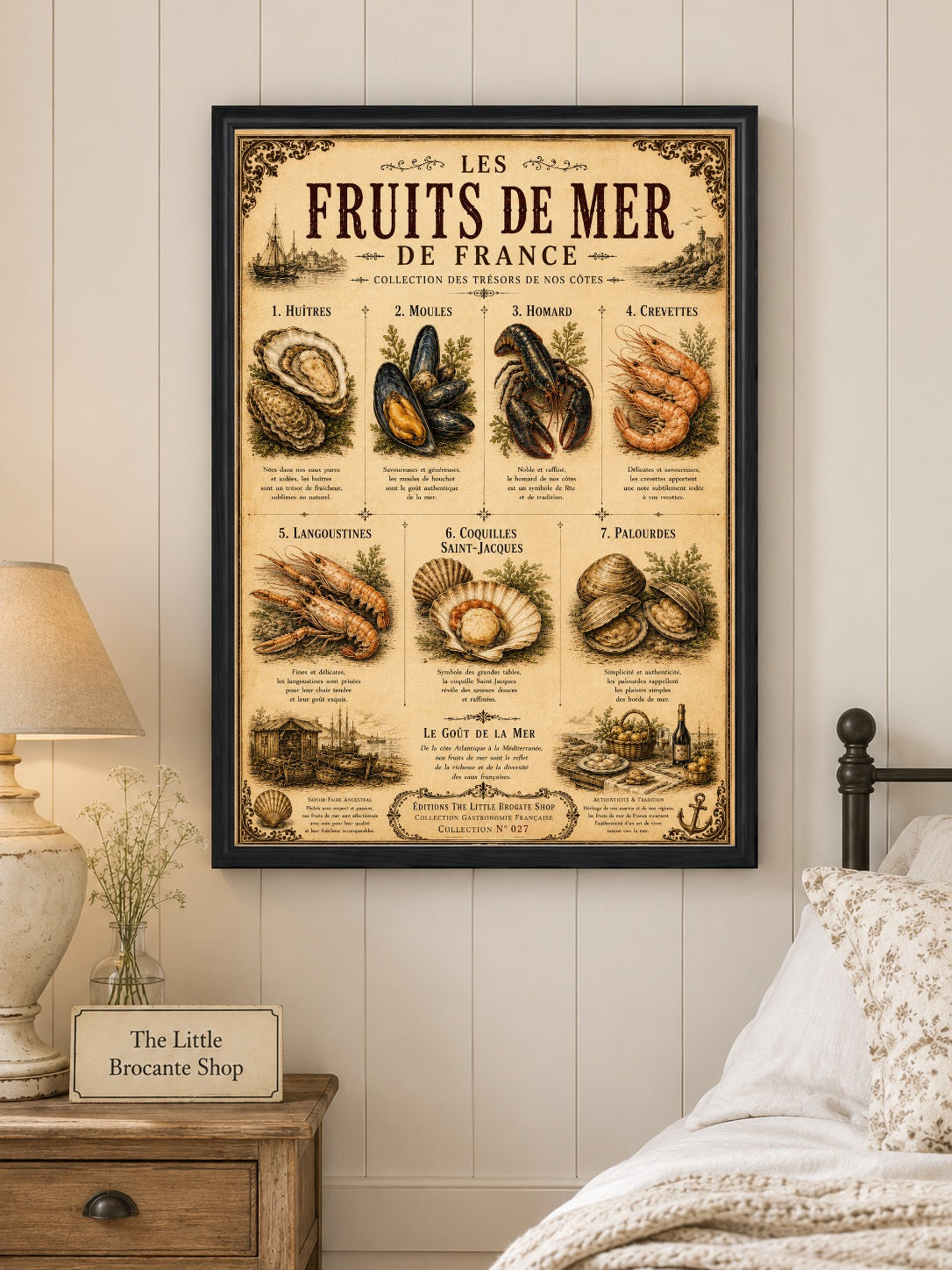 Les Fruits de Mer de France | Vintage French Seafood Collection | Coastal Kitchen Wall Art Print, French country wall artwork. – image 3